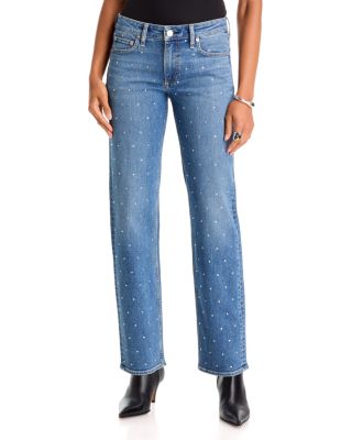 Harlow Mid Rise Embellished Slim Straight Jeans in Milljewel