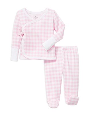 Unisex Gingham Pima Wrap Footed Pajama Set - Baby