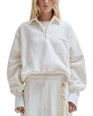 Cropped Collared Long-Sleeve Sweatshirt