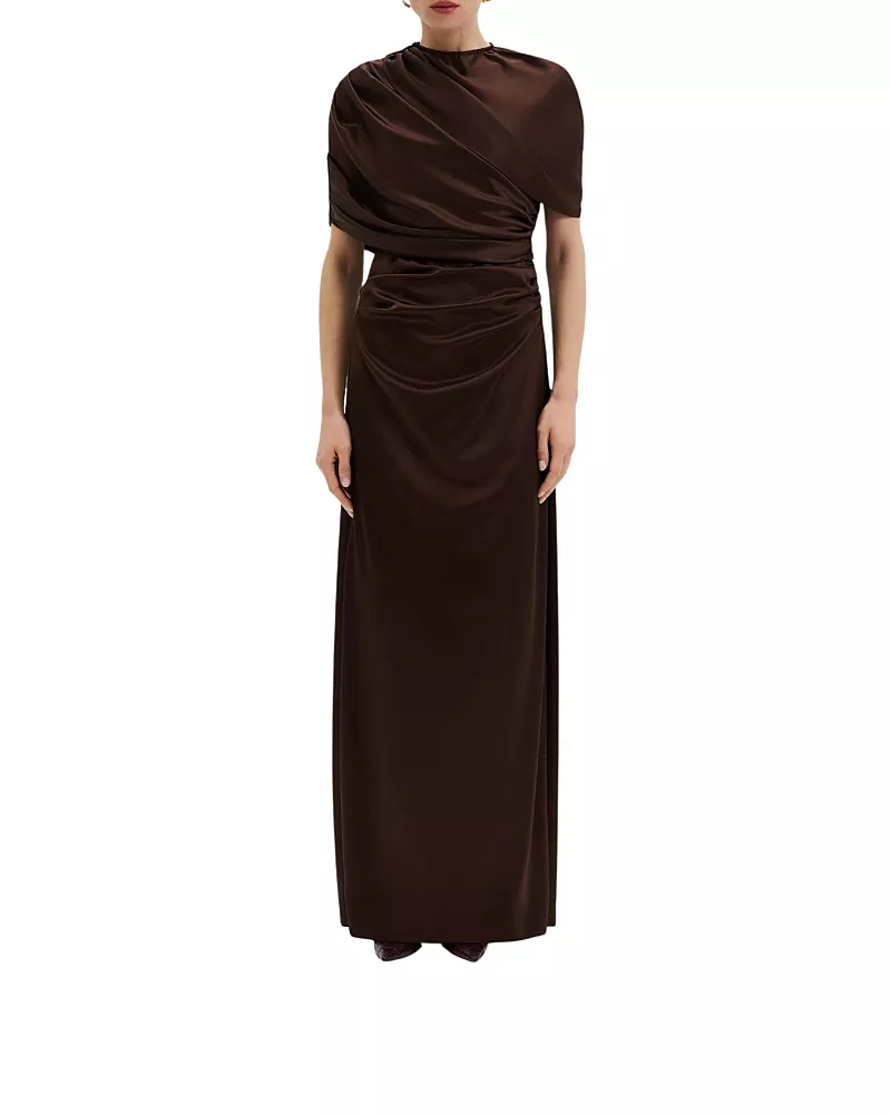 Malina Cassia Draped Fitted Maxi Dress