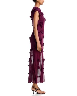Floral Appliqu&eacute; Mesh Overlay Dress - Exclusive - thumbnail 5