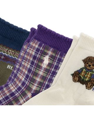 Girls' Fall Girl Bear Socks, 3 Pack - Baby