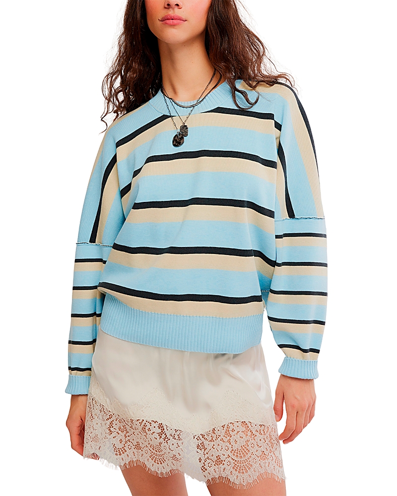 Free People Striped Alma Pullover Sweatshirt