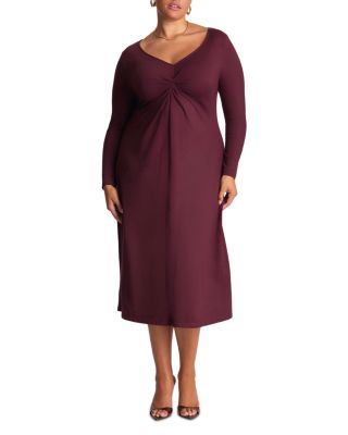 Ezra V Neck Long Sleeve Midi Dress