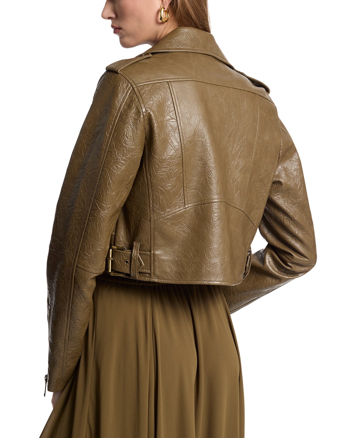 Cropped Faux Leather Moto Jacket