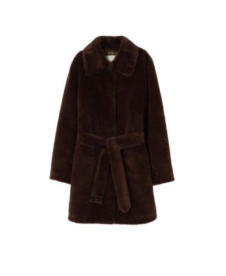 Short Belted Faux-fur Car Coat