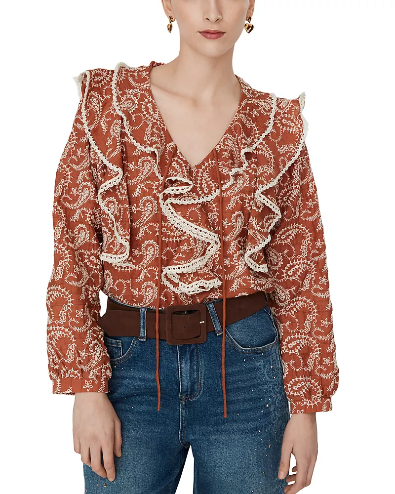 Jovonna London Ruffled Printed Blouse