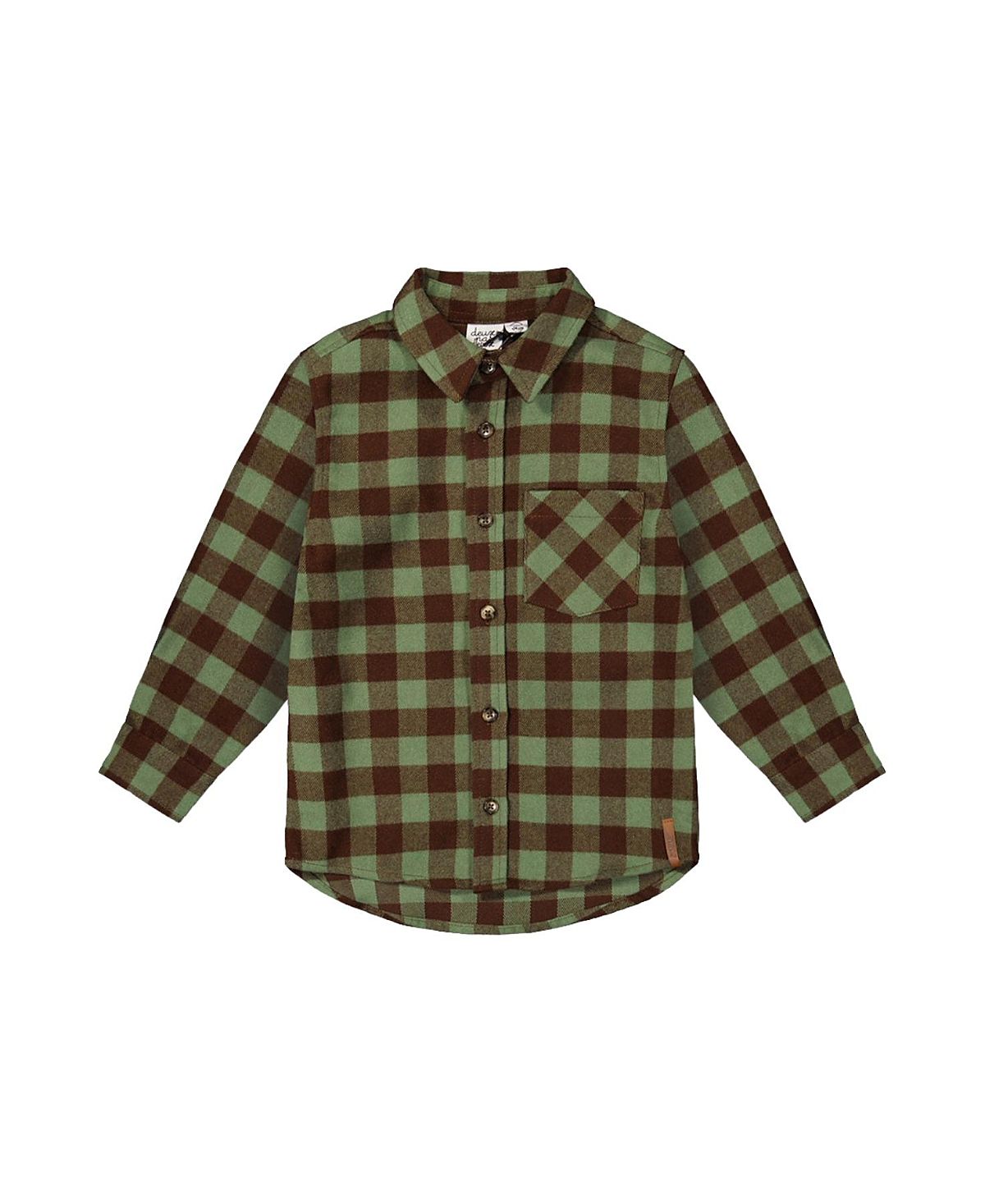 Deux par Deux Boys' Brushed Plaid Button-Front Chest Pocket Flannel Shirt - Little Kid, Big Kid