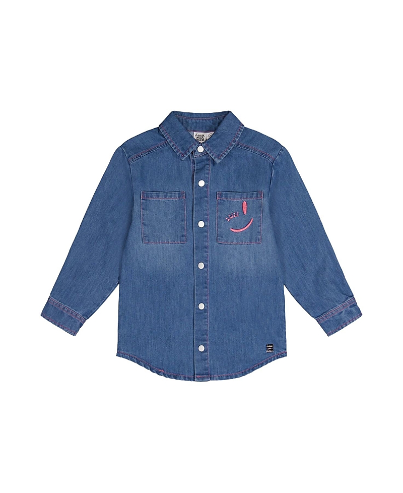 Deux par Deux Girls' Ivy Classic Relaxed Timeless Denim Shirt - Little Kid