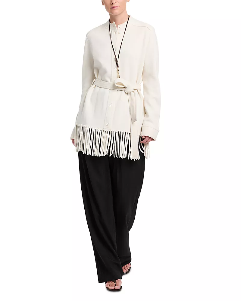 Twp Thea Cashmere Belted Fringe Trim Coat