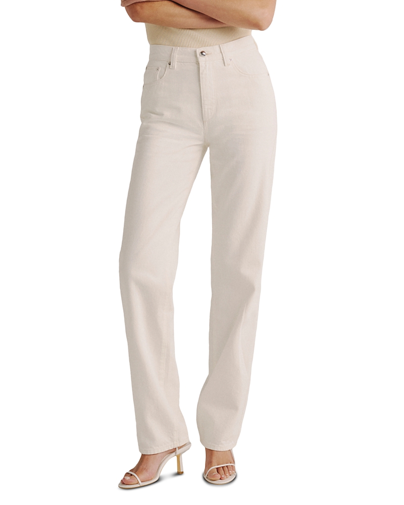 Dl1961 Cate Classic High Rise Straight Highluxe Jeans in Eggshell