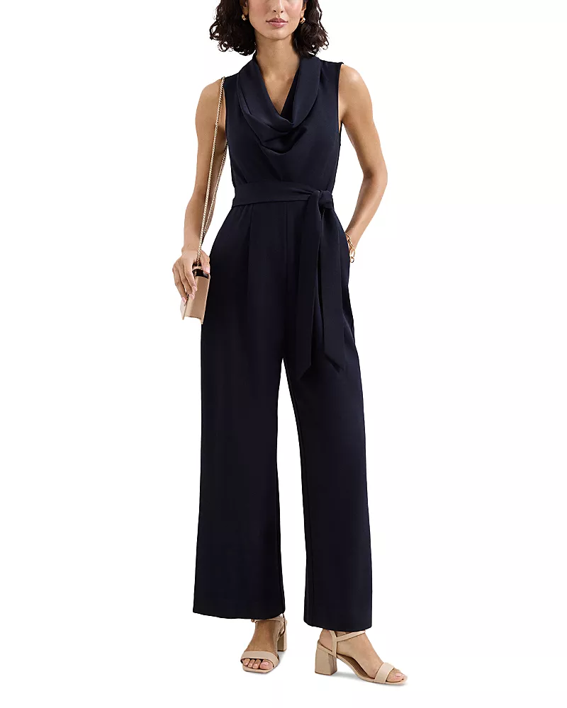 Phase Eight Petite Emry Cowl Neck Belted Jumpsuit