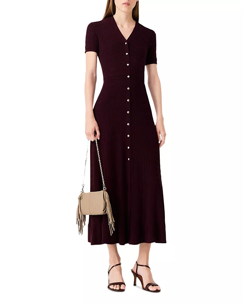 Maje Rablina Button Front Knit Dress