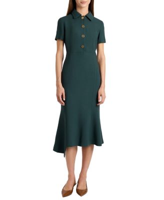 Sahara Short Sleeve Asymmetric Midi Twill Dress