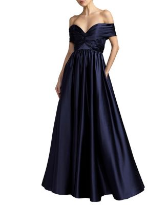  Satin Off The Shoulder Twist Evening Ballgown