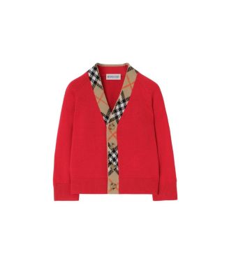 Boys' Check Trim Wool Cardigan - Baby, Little Kid