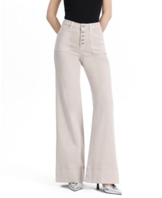  High Rise Wide Leg Button Fly High-Stitched Hem Denim Jeans in Dawna