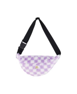 Girls' Checkered Faux Fur Zip Fanny Bag - Big Kid
