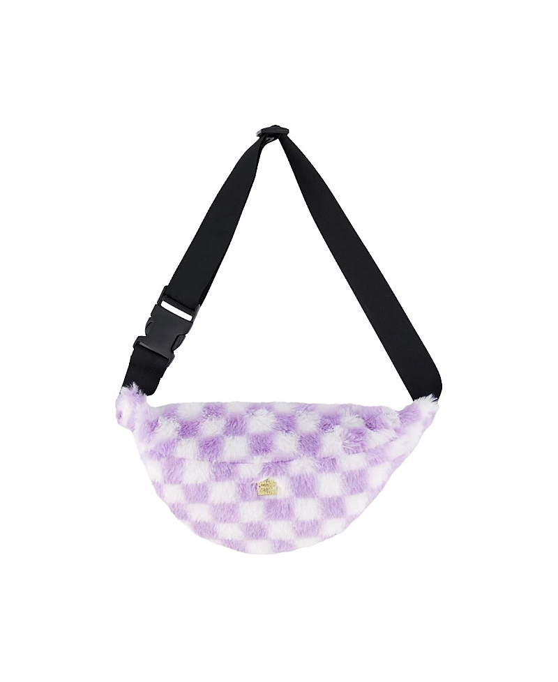 Deux par Deux Girls' Checkered Faux Fur Zip Fanny Bag - Big Kid