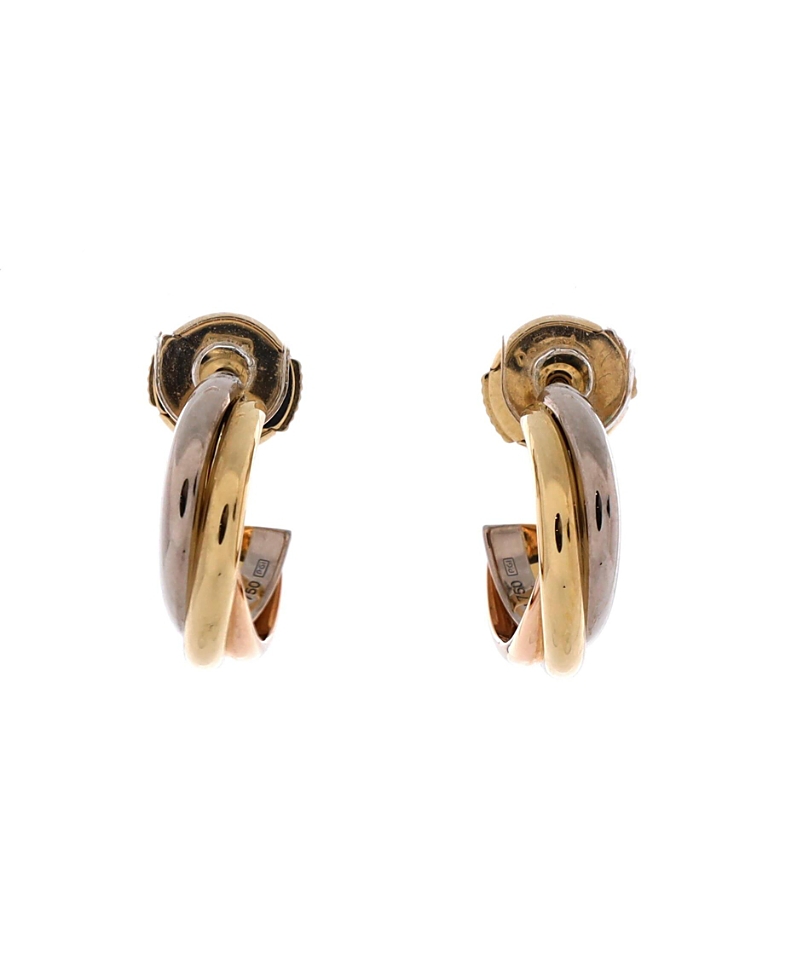 Pre-owned Pre-owned Cartier Cartier 13mm Trinity Hoop Earrings 18k Tricolor Gold