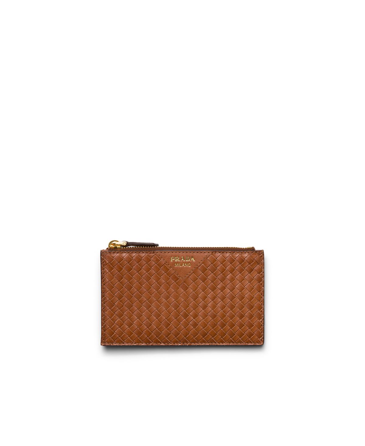 Prada Woven Madras Leather Card Holder