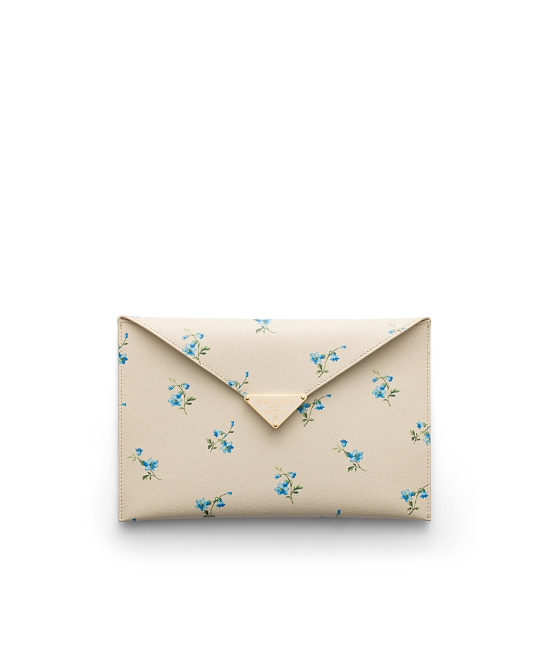 Prada Printed Saffiano Leather Envelope Clutch