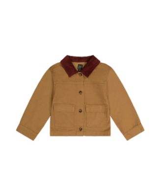 Unisex Barn Button Front Ribbed Collar Twill Jacket - Little Kid
