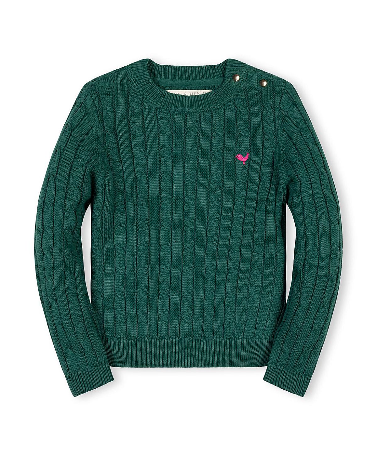 Hope & Henry Girls' Organic Crew Neck Cable Sweater - Little Kid, Big Kid