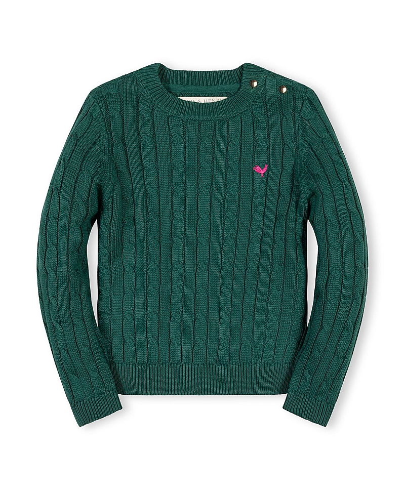 Hope & Henry Girls' Organic Crew Neck Cable Sweater - Little Kid, Big Kid