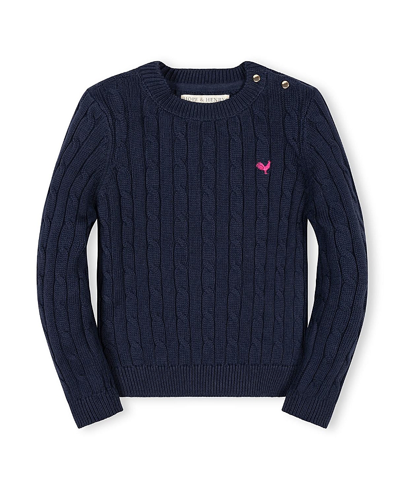 Hope & Henry Girls' Organic Crew Neck Cable Sweater - Little Kid, Big Kid