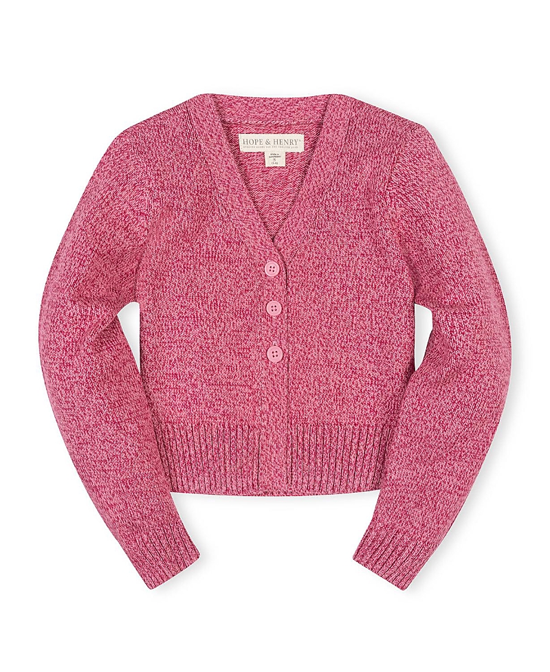 Hope & Henry Girls' Organic V-Neck Cardigan Sweater - Little Kid, Big Kid