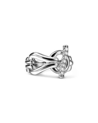 Sterling Silver Surf Diamond Sculptural Ring. 0.17 tcw