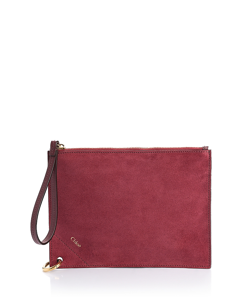 Chloe Spin Zipped Suede Pouch · NO SIZE