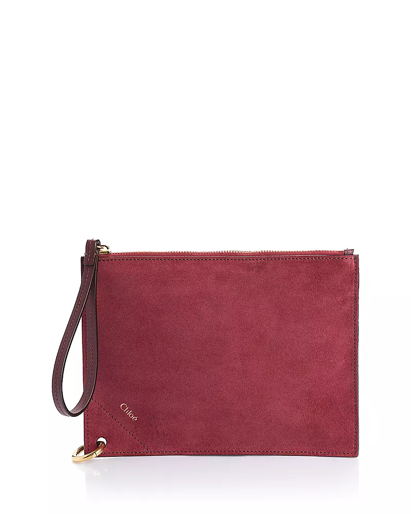 Chloe Spin Zipped Suede Pouch