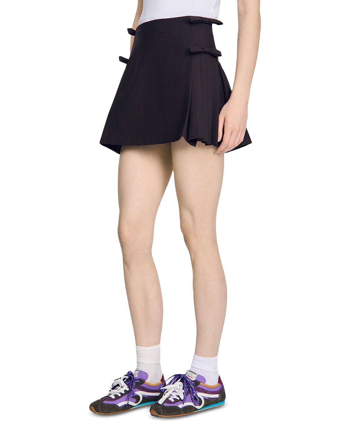Sandro Cedriala Wool Blend Pleated Mini Skirt