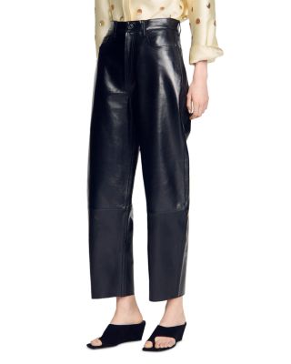 Neo Leather Barrel Leg Pants