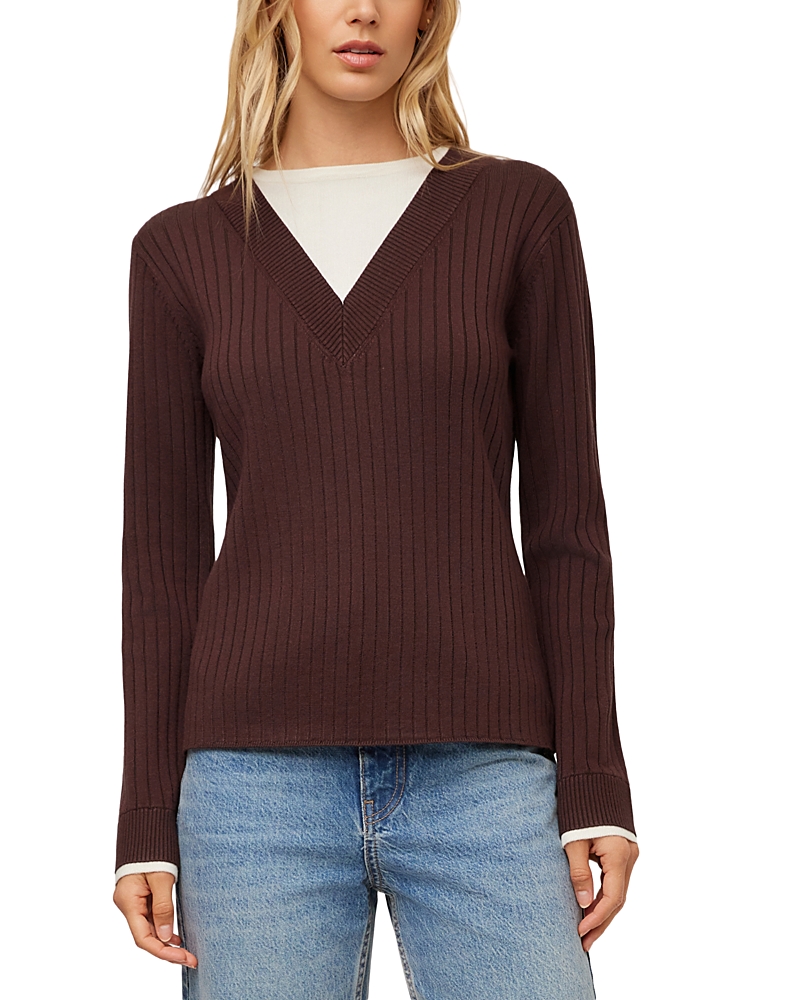 Fifteen Twenty Cindy Rib Knit Layered Sweater