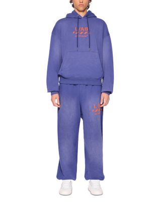 Cotton Diagonal Logo Garment Wash Drawstring Joggers