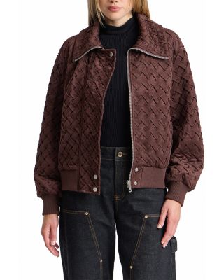 Faux Suede Down Bomber Jacket