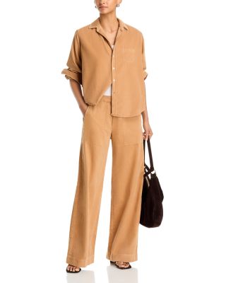 Cotton Printed Relaxed Button Up Shirt & Madeline Cotton Patch Pocket Pull On Pants