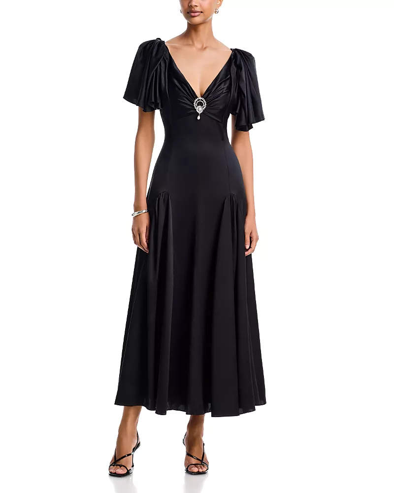 Cinq a Sept Ambriella Silk Capelet Sleeve Dress