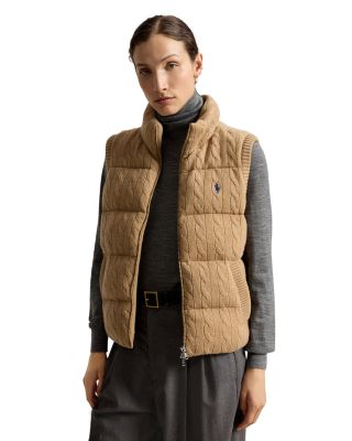 Cable Knit Wool Cashmere Zip Vest