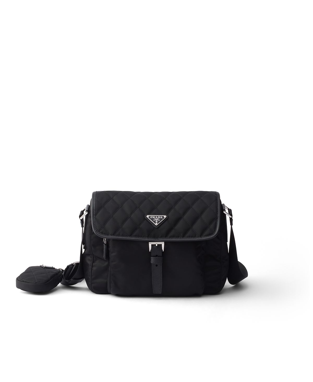 Prada Medium Quilted Re-nylon Shoulder Bag With Saffiano Leather Trim
