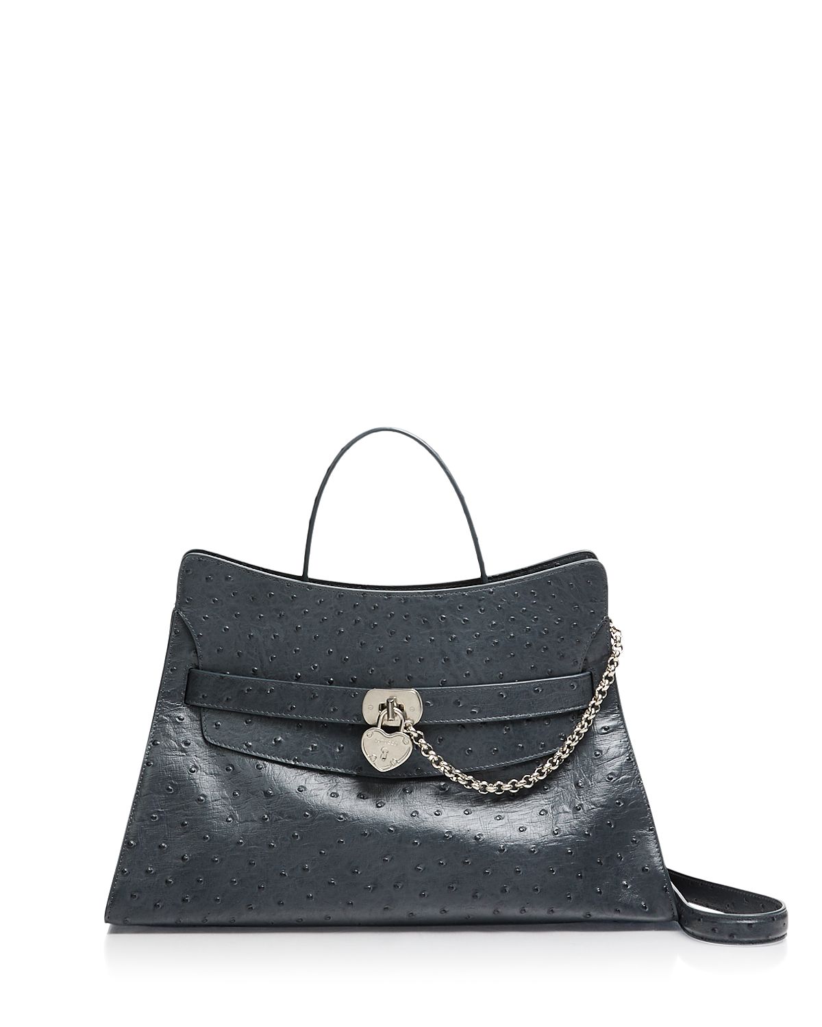 McQueen Ostrich Embossed Leather Shoulder Bag