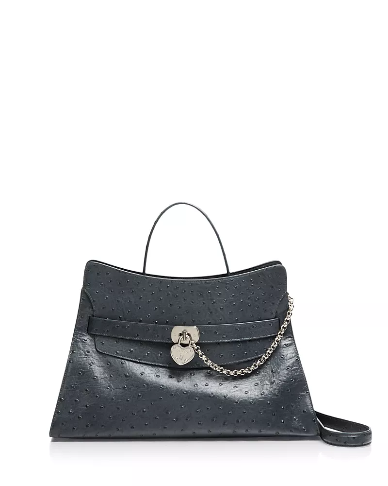 McQueen Ostrich Embossed Leather Shoulder Bag