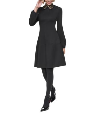 Sonia Rykiel Domino Embellished Collar Long Sleeve Dress