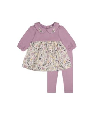  Girls' Organic Cotton Dress and Legging Set with Heart Print - Baby