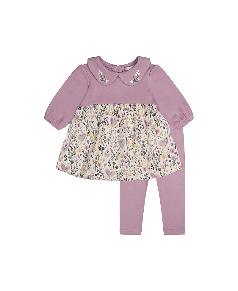Deux par Deux Girls' Organic Cotton Dress and Legging Set with Heart Print - Baby