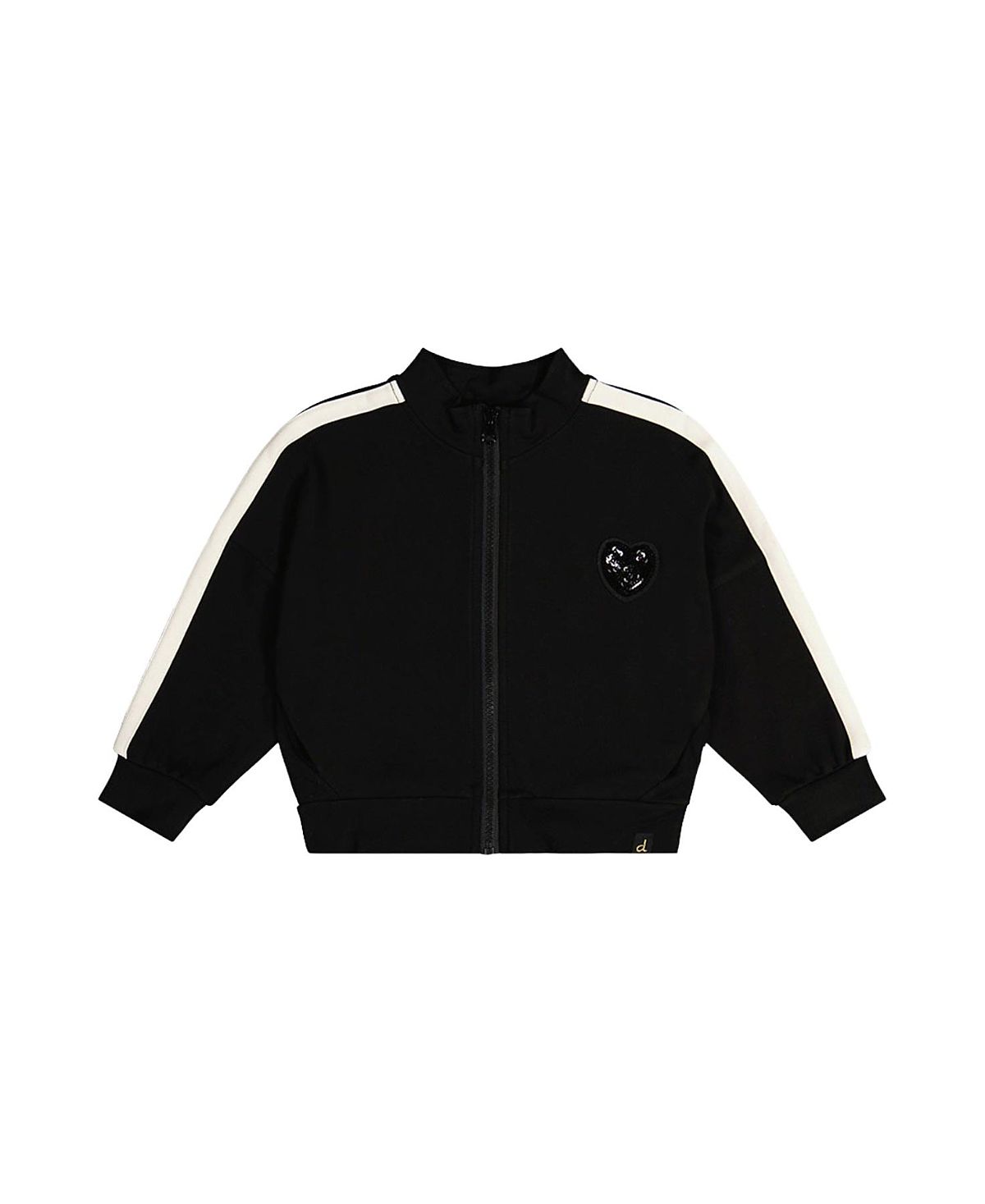 Deux par Deux Girls' Milano Stripe Sleeve Sequin Heart Jacket - Little Kid
