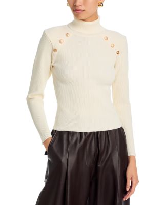Button Trim Turtleneck Sweater - Exclusive
